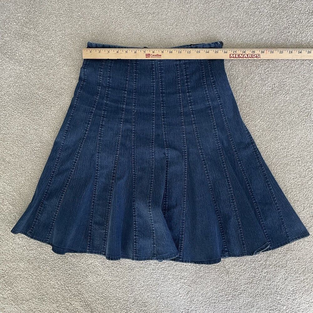 Larry Levine Stretch Vtg. Denim Pleated Trumpet Midi Skirt Cottagecore Size 10 - Picture 9 of 10